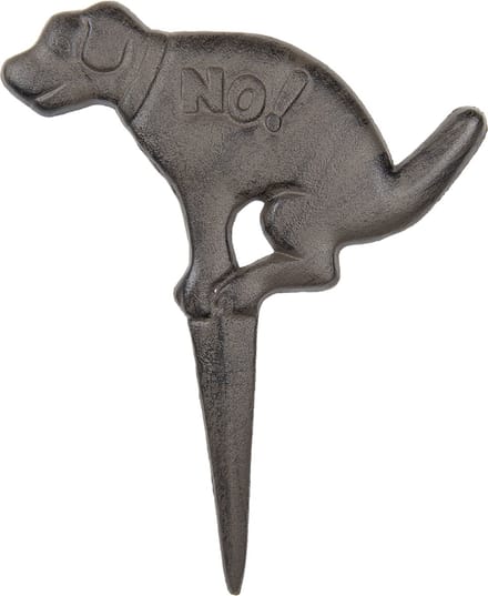 Clayre & Eef Tuinsteker Hond 29x36 cm Bruin Metaal No! Tuinprikker Gazonsteker Tuin Decoratie
