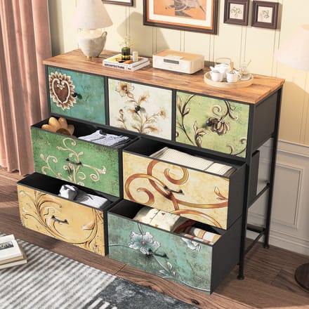 Opbergkast 7 Lades | Retro Patroon | Stalen Frame | Modern & Klassiek Design