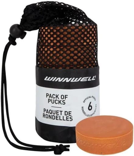Professionele Gewogen IJshockeyschijven - Oranje 10 oz Zware Training Pucks (6 Pack) met Draagtas
