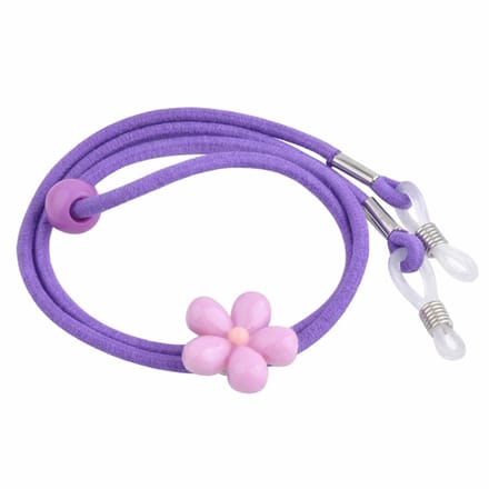Fako Bijoux® - Brillenkoord - Kids - Elastisch - Bloem - Paars