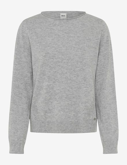 Brax Dames Trui  Style LISA cozy grey, lichtgrijs, maat 32