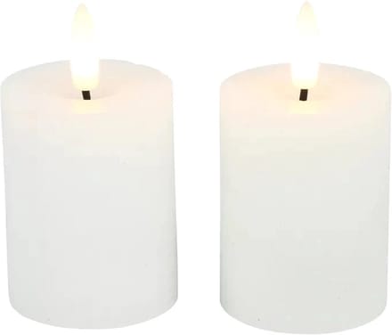 Stompkaars Lyon met LED - 5 x 9 cm - Wit - 2 stuks