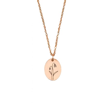 Ovale Geboortebloem Ketting Goud