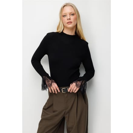Slim Fit Ribbels Brei Sweater met Ronde Hals