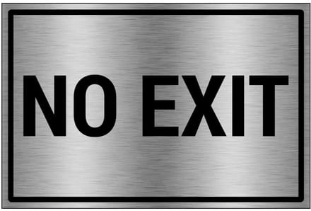 No exit bord - gecoat brushed aluminium - grijs zwart | 60 x 40 cm