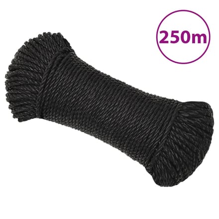 vidaXL - Werktouw - 3 - mm - 250 - m - polypropeen - zwart