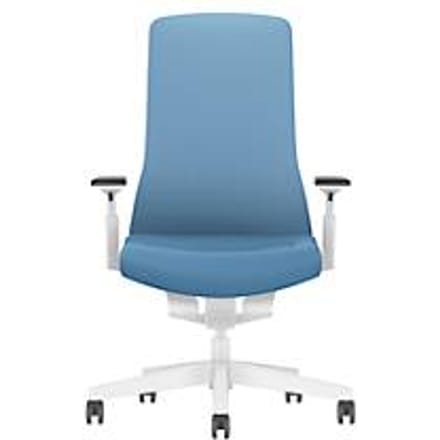 Interstuhl bureaustoel PUREis3, verstelbare armleuningen, 3D auto-synchroonmechanisme, kuipzitting, gestoffeerde rug, pastelblauw/wit