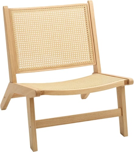HOMCOM Fauteuil hout Scandinavisch design - Eetkamerstoel - Accentstoel - Naturel