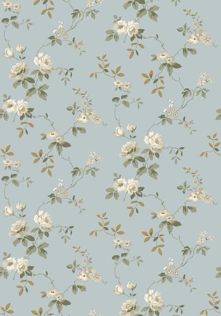 Boråstapeter Vliesbehang 8087 - Anno II - Bloemen Blauw - 53cm x 10.05m