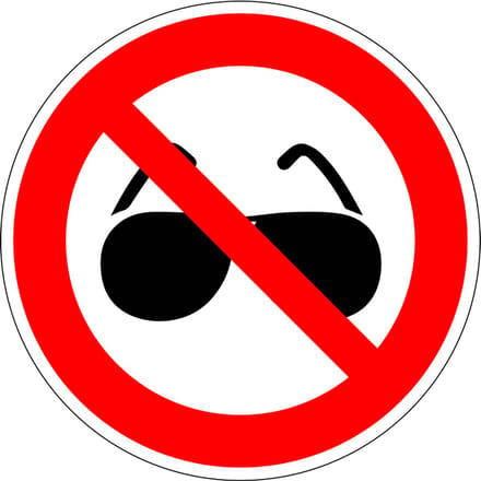 Zonnebrillen verboden bord - kunststof 400 mm