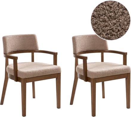 DALBO - Eetkamerstoel set van 2 - Bruin/Taupe - Bouclé