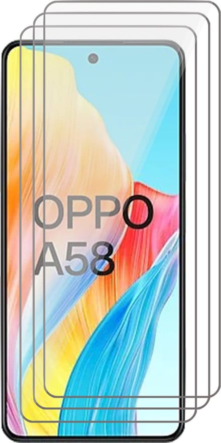 Screenprotector geschikt voor Oppo A58 4G - 3x Glas Screen Protector