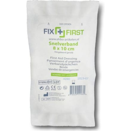 Snelverband FixFirst gerold 8x10cm 10 stuks