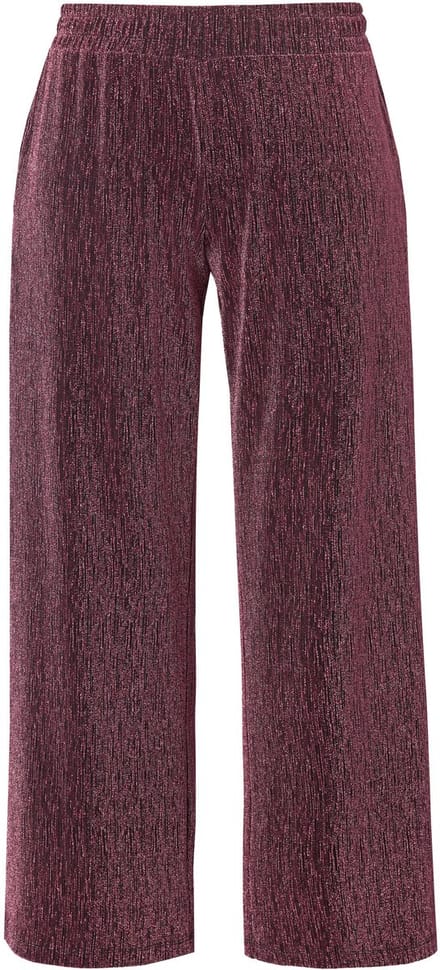 MIAMODA - Dames - Broek wijde pijpen glittereffect elastische tailleband - Framboos - Maat 52