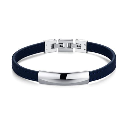Twice As Nice Armband in edelstaal en leer Zilverkleurig 21cm
