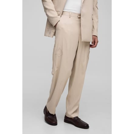 Ontspannen pasvorm kruisapplicatie pakbroek | Stone | Size Small