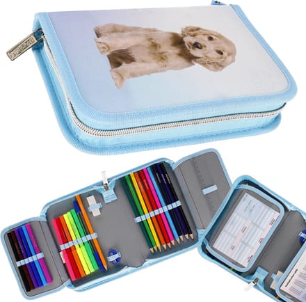Hondje Dubbelklaps etui met inhoud, etui voor meisjes