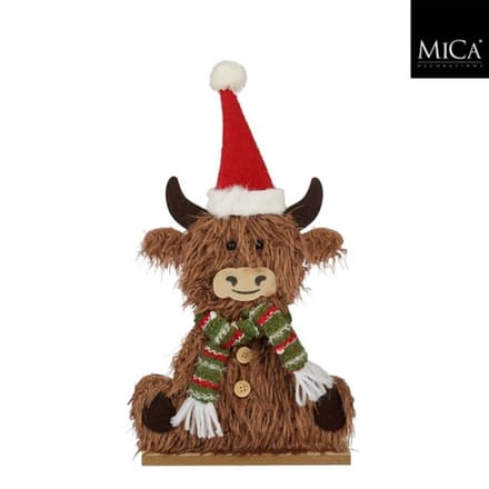 Decoratie koe bruin FSC 100% - l18,5xb5xh34cm