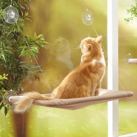 Kattenraam Hangmat Op het raam gemonteerd Kattenbed Koeling Ademend canvas kaki