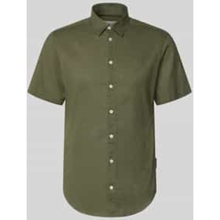 slim fit vrijetijdsoverhemd van mix van katoen en linnen model 'AKSEL'