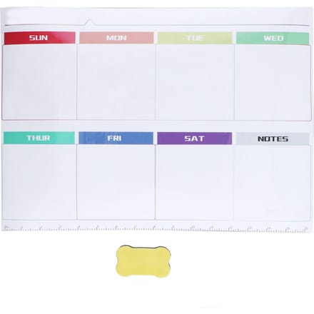 Wekelijkse Kalender Zelfklevende Herbruikbare Wekelijkse Droog Uitwisbare Bord Plakker met Wisser voor Thuis Muur Koelkast white