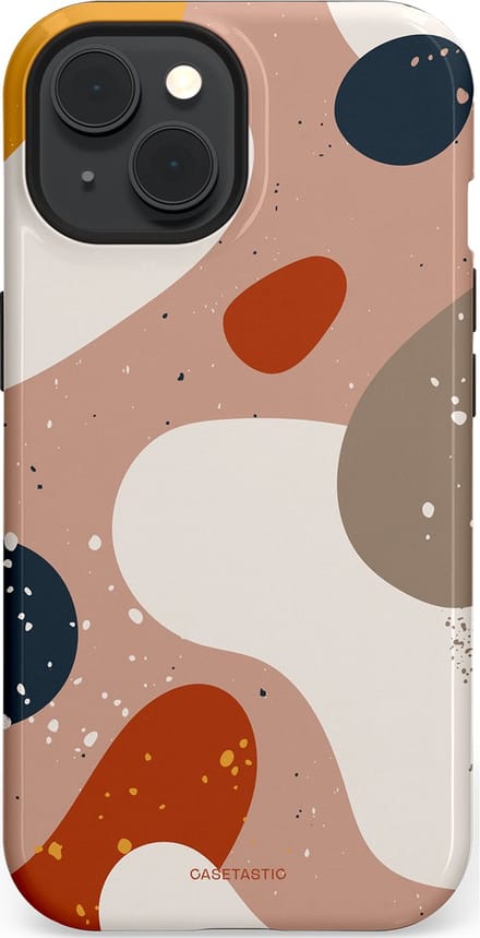 Casetastic hoesje geschikt voor Apple iPhone 15 - MagSafe - Dubbellaagse bescherming - Terravibe - Fashion Case - Perzik Lichtgrijs Taupe Okergeel