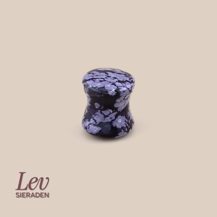 Lev Sieraden - 5mm plug piercing - Sneeuwvlok Obsidiaan - Zadelfit plug piercing - dubble flare