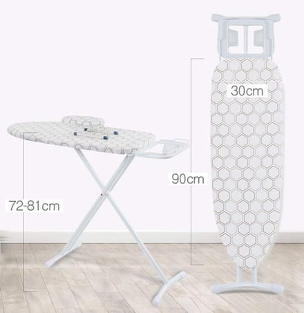 Hotelstrijkplank - Opvouwbare plank - Efficiënt strijken - Verbeterde stabiliteit - 90x30x81 cm - Grijs