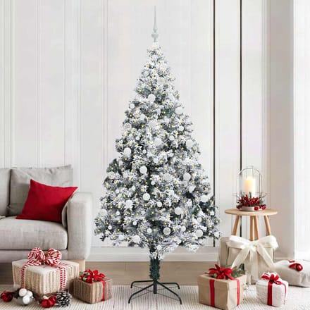 vidaXL - Kunstkerstboom - Wit - 210 - cm - PVC - en - Staal - en - Kunststof