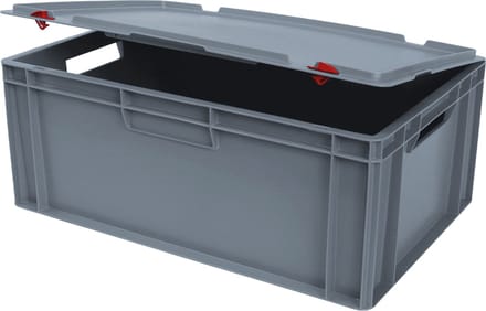 Alpac Stapelbak met deksel - Opbergbak met deksel - 600 x 400 x 255 mm - 47L - Grijs