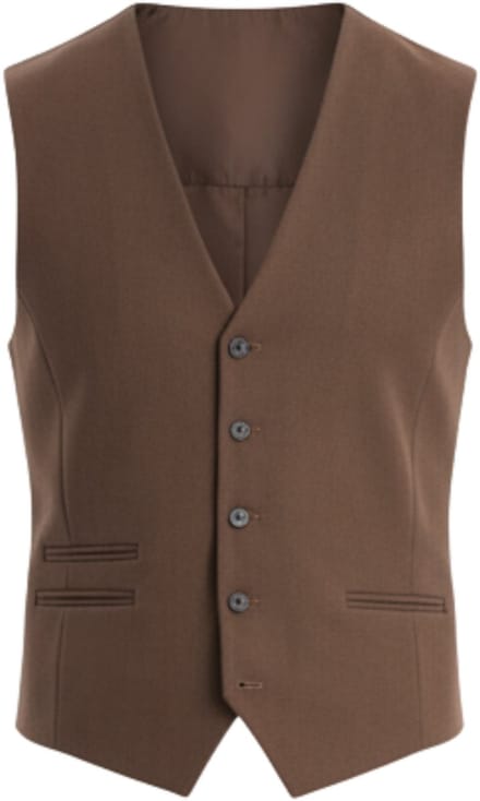 OMBRE Gilet - Slim Fit - Knopen - Effen Bruin XXL