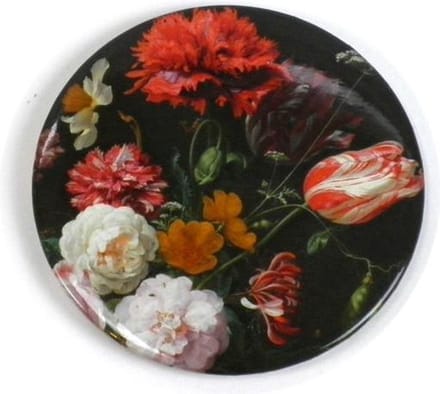 Lanzfeld - Zakspiegeltje Ø 80 mm - Make up spiegel - De Heem - Vaas met Bloemen