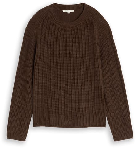 Tom Tailor Denim - Gebreide trui met relaxte pasvorm - Maat XL - new cool dark brown