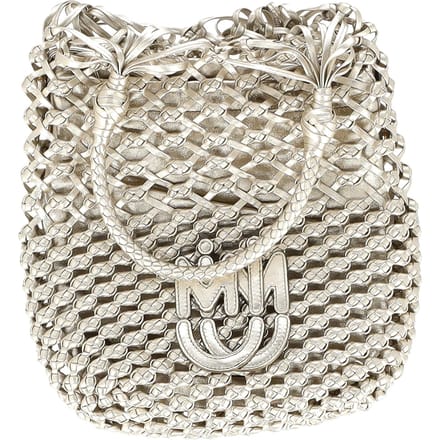 Miu Miu Woven Effect Schoudertas in Zilverkleurig Leer
