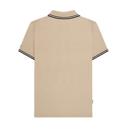 Lambretta Heren SS25 Tweekleurig Gestipt Poloshirt (Steen/Zwart)