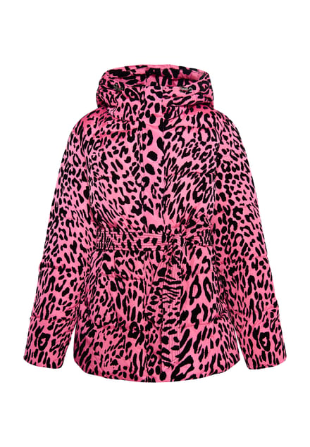 Faina Gewatteerd jasje met luipaardprint Dames Roze Leeuw