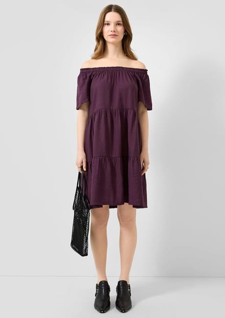 QS - female - Jurk van viscose-mix met carmenhalslijn