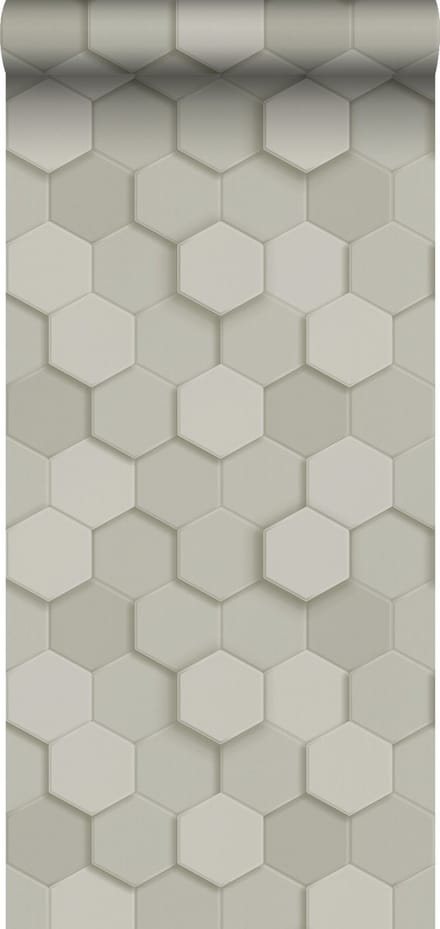 Origin Wallcoverings behang 3d hexagon motief lichtgrijs - 347850 - 0,53 x 10,05 m