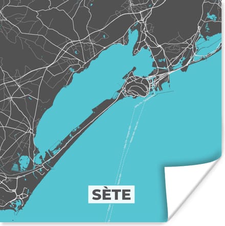 Poster Plattegrond - Kaart - Sète - Frankrijk - Stadskaart - 75x75 cm