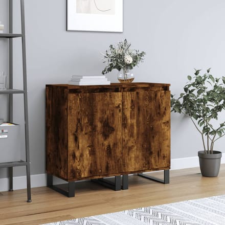 vidaXL - Dressoirs - 2 - st - 40x35x70 - cm - bewerkt - hout - gerookt - eikenkleurig