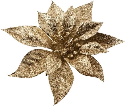 Cosy & Trendy Kersthanger - bloem - op clip - goud - 18 cm - Kerstboomversiering