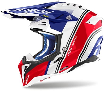 Airoh Aviator 3 Hima Wit Blauw Rood Crosshelm - Helm