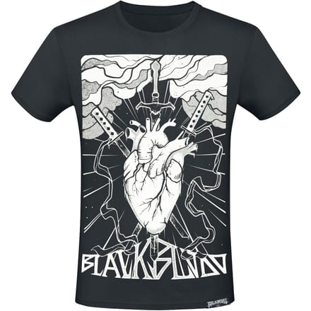 Gothicana zwart t-shirt Dark Art met anatomisch hart en dolken - Heren - M