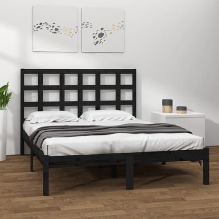 vidaXL - Bedframe - massief - hout - zwart - 200x200 - cm