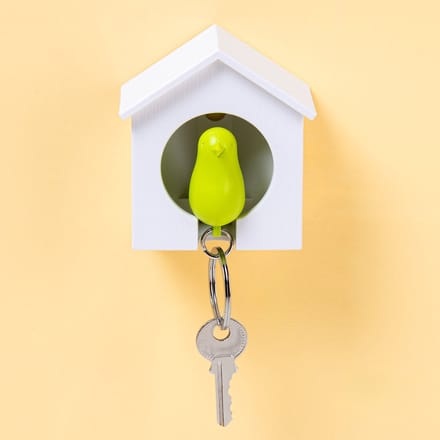 Qualy Sparrow Sleutelhanger - Wit/Groen