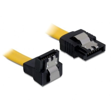 SATA datakabel - recht / haaks naar beneden - plat - SATA600 - 6 Gbit/s / geel - 1 meter