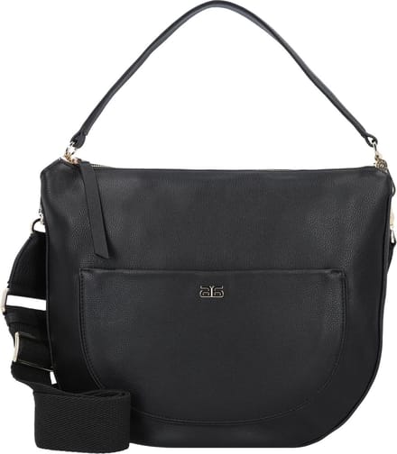 abro Leren Schoudertas Leather Dalia Hobo Bag Clara Black / Gold Zwart