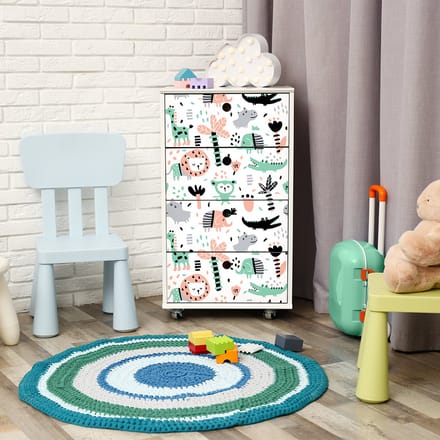 Sticker voor kindermeubels met dieren en palmbomen, 40 x 60 cm