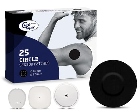 CureTape Sensor Patches - Circle - Sensor Pleisters - Black - Freestyle Libre 2 & 3 - Dexcom G7 - Medtronic Simplera - 25 Stuks
