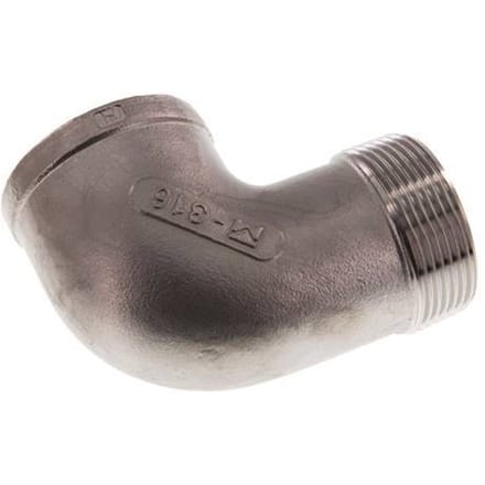 Rp 1 1/2'' x R 1 1/2'' F/M RVS L-Fitting 90graden 10 Bar